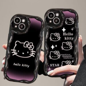 Capa De Gato Hello Kitty Para Xiaomi Mi 11 Lite 5G NE 12T 12 POCO F3 F4 M3 X4 GT X3 NFC X5 Pro Redmi Nota 12 5G 11T Caixa De Telefone Com Creme De Silicone Macio De Borda Ondulada