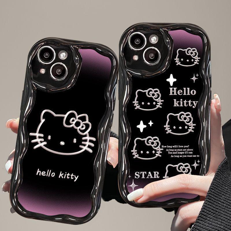 Capa De Gato Hello Kitty Para Xiaomi Mi 11 Lite 5G NE 12T 12 POCO F3 F4 M3 X4 GT X3 NFC X5 Pro Redmi Nota 12 5G 11T Caixa De Telefone Com Creme De Silicone Macio De Borda Ondulada