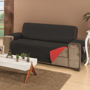 Protetor de Sofá Impermeável Padrão 3 Lugares Kaqui/Preto