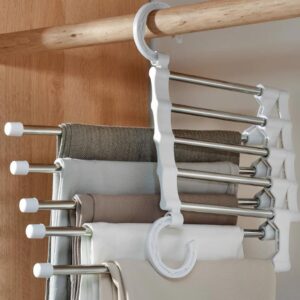 Cabide Para Calças Organizador Aço Inox Multifuncional Retrátil 5 em 1