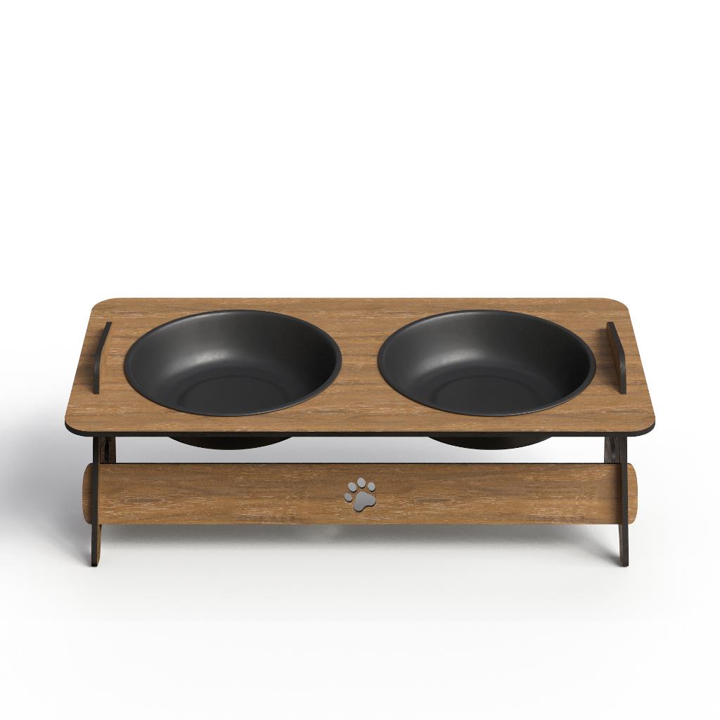 Comedouro Elevado Com Tigela Marrom Suspenso