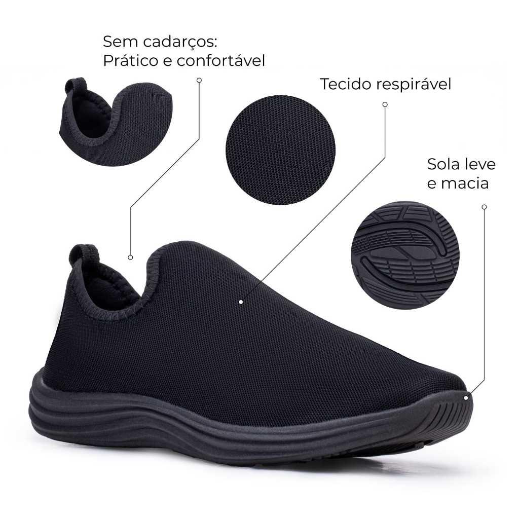 Tênis Ortopédico Slip On Palmilha De Gel Esporão Academia Promoção