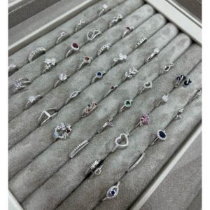 kit 10 anéis feminino banhado a prata velha