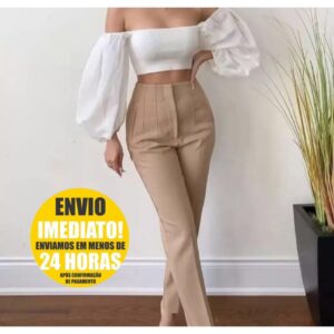 Calça Alfaiataria Zr Feminina Cintura Alta Com ziper Social Moda Luxo Elegancia Eloquencia