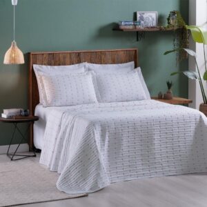 Cobre Leito 3 Peças CASAL Percal 200 Fios Decor Dupla Face