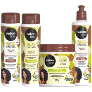 KIT SALON LINE SOS CACHOS COCO HIDRATAÇÃO NUTRITIVA C/4