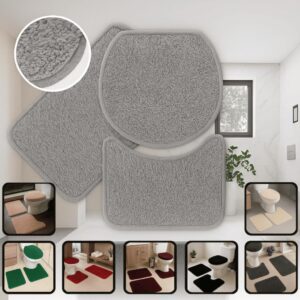 Tapete para Banheiro 3 Peças Pelúcia Algodão Macio Antiderrapante Rosa Preto Marfim Branco Cinza