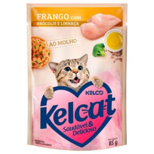 5 Petisco Sachê Kelcat Frango Ervilha e Cenoura ao Molho 85 gr
