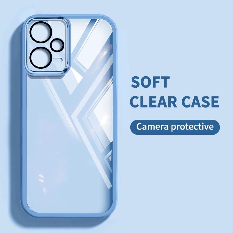 Ybd caixa de telefone transparente cor para Xiaomi Redmi Note 12S Note 12 Pro Plus Note 12 turbo Poco X5 5G Poco F5 câmera de cobertura completa com proteção de lente silicone soft shell
