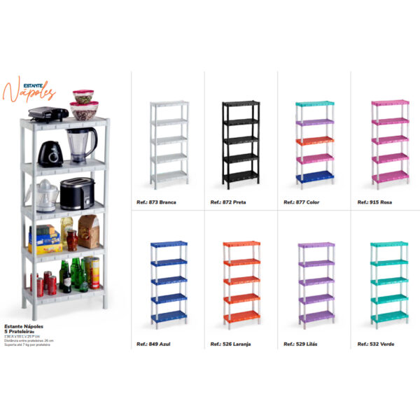 Estante Prateleira Modular Multiuso Organizadora Plástico com 5 Prateleiras  COM PEZINHOS  Agraplast