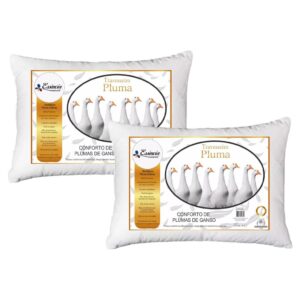Kit 2 Travesseiro Pluma de Ganso Descanso Antiacaro 70x50cm