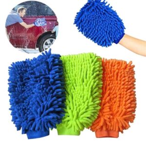 Kit 2 de Lavagem Automotiva para Carro e Moto Luvas Microfibra Durável