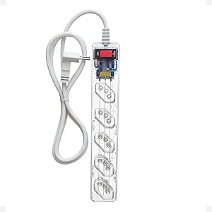 Filtro de Linha CLAMPER iCLAMPER Energia 5, 5 Tomadas, Proteção Contra Surtos Elétricos, 10A, Bivolt, Cabo 1m, Transparente