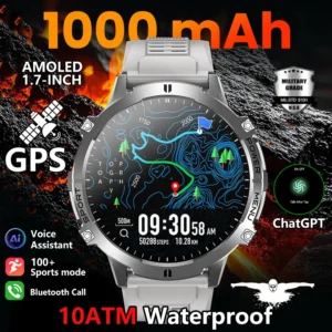 2026 tanque militar x3 relógio inteligente masculino 1.73 "tela amoled 5atm à prova dwaterproof água 1000mah bateria gps esportes pista de fitness relógios inteligentes