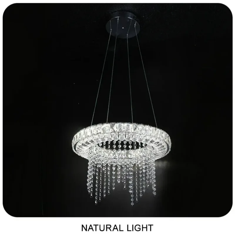 2025 iluminação inteligente de cristal regulável led lustres moderno para jantar cozinha sala estar lâmpada lustre industriel
