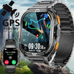 2025 novo relógio inteligente gps de banda dupla embutido masculino smartwatch bússola altímetro barométrico 5atm ip69k à prova d' água amoled hd watche