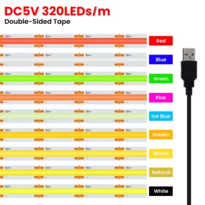 5v usb 3mm 5mm pcb cob led luz de tira branco/vermelho/verde/rosa/gelo azul/amarelo tv backlights dc5v 320led flex noite lâmpada decoração casa
