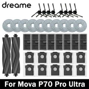 Acessórios de Substituição para Aspirador de Pó Mova P70 Pro Ultra: Escova Principal, Escova Lateral, Filtro HEPA, Panos de Limpeza e Saco de Pó Sobressalente