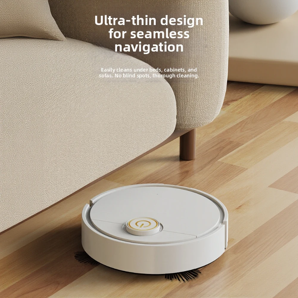 Aspirador robô com tanque de água embutido para limpeza úmida de pisos duros 20x20x6cm, modo de varredura automática, construção em ABS