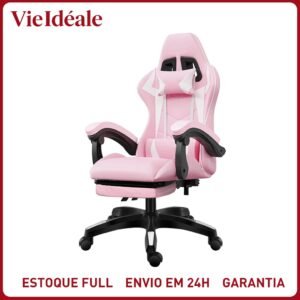 Cadeira Gamer Ergonômica Reclinável com Apoio de Pés Ajustável e Base Giratória – Máximo Conforto para Longas Sessões de