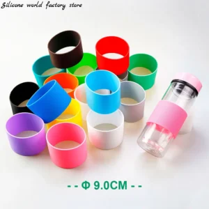 Capa de Silicone Isolante Térmico SW 16 Cores 9.0CM com Listras Antiderrapantes para Copos de Vidro e Garrafas de Água 95MM