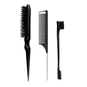 Conjunto De Escova De Cabelo 3 Peças Com Pente De Cauda De Mouse-Adição Perfeita À Rotina De Cuidados O-LQ