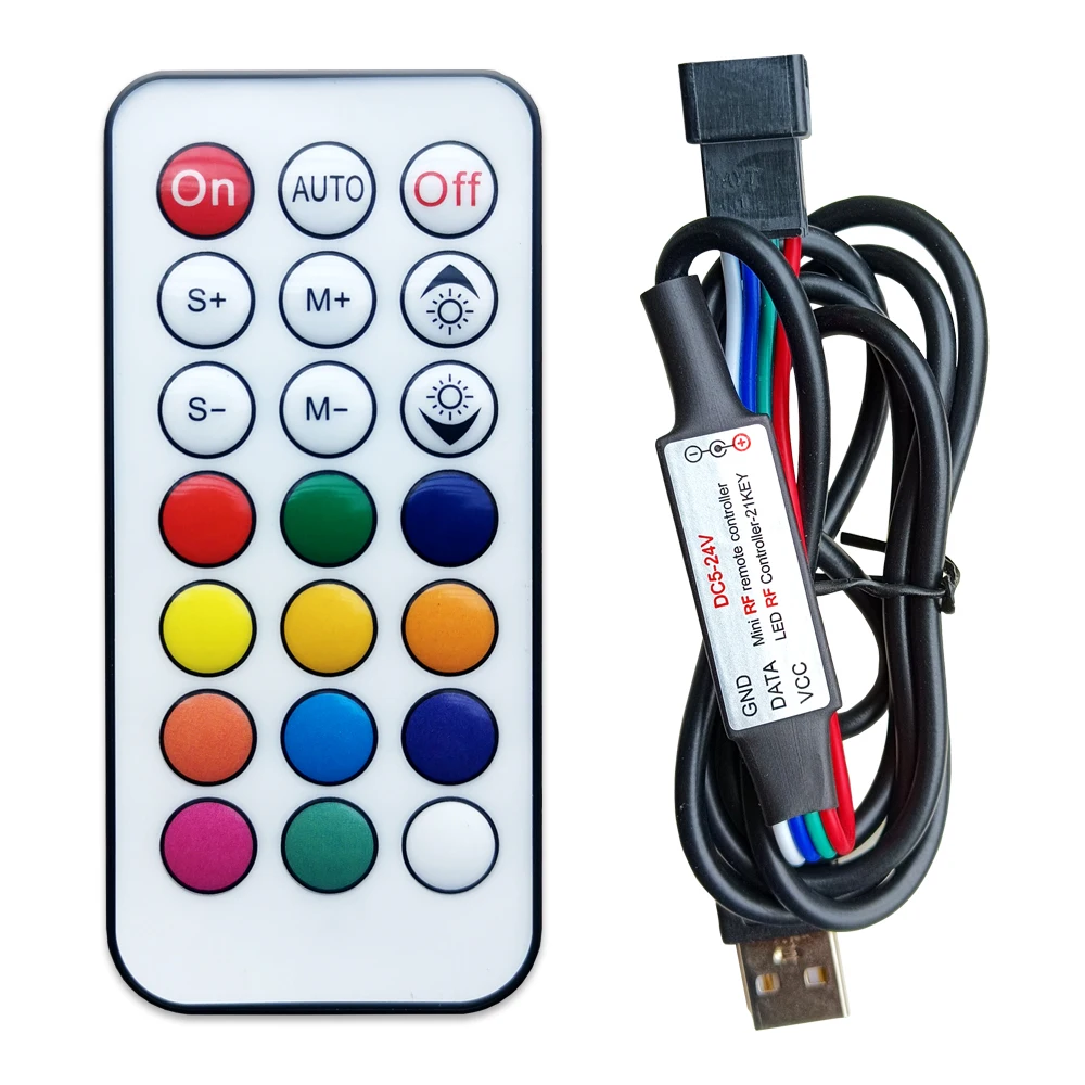 DC5-24V 21key usb/dc led controlador mini pixel dimmer 3pin 4pin para ws2812/ws2811/sk6812 luz de tira rf controle remoto wireles