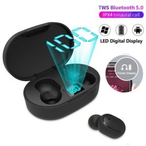 E6S Fones De Ouvido TWS Sem Fio Bluetooth 5.0 Display LED 9D Stero Fone Redução Ruído