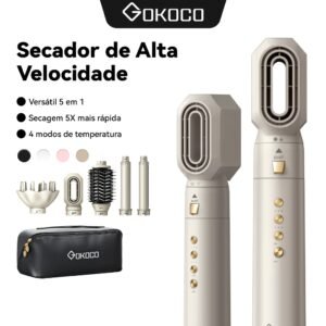GOKOCO Escova Secadora 5 Em 1 Conjunto De Secador De Cabelo Multifuncional De Alta Velocidade Dupla voltagem 110V-240V