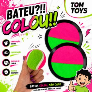 Kit Raquete Frescobol Bateu Colou Peteca Tênis C/ Bolinha Bate Gruda