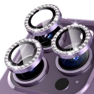 Kit Vidro Película Lente De Câmera Brilho Diamante Para Iphone 11 12 13 14 15 Pro Max Luxo Bling Diamante Camera Lente