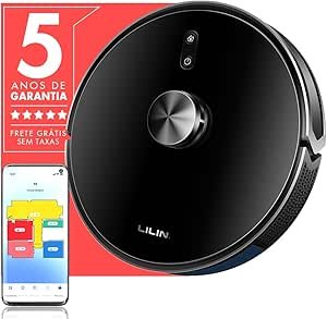 Lilin Robô aspirador de pó X6 Navegação LIDAR 3 em 1 Aspirador e Esfregão | Mapeamento multinível, recarga automática, conexão WiFi, controle por App e compatível com Alexa para limpeza inteligente