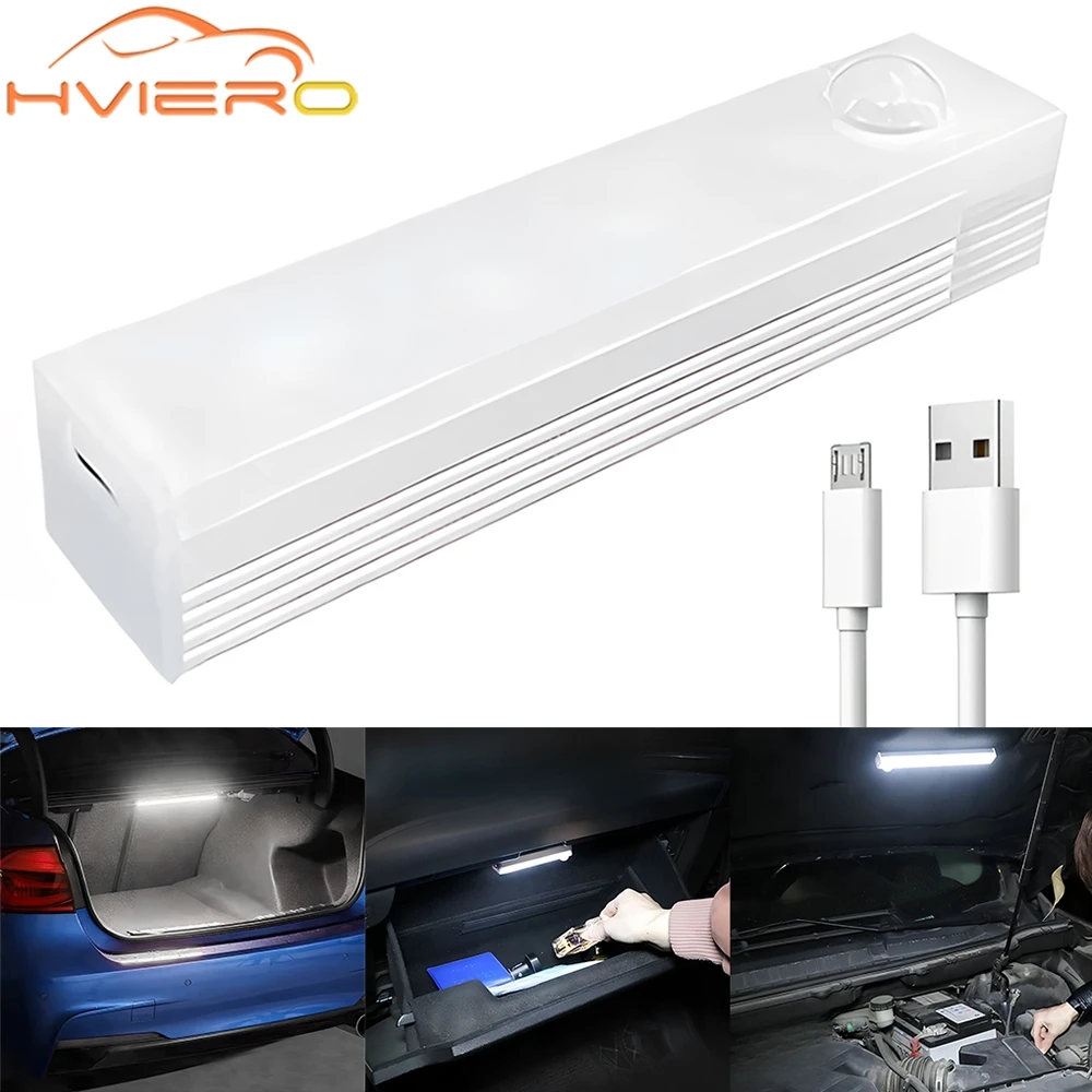 Luz Noturna LED com Sensor de Movimento para Carro 10/20/30CM, Lâmpada de Indução Automática, Recarregável via USB, Iluminação Inteligente para Ambientes, Decorativa Magnética