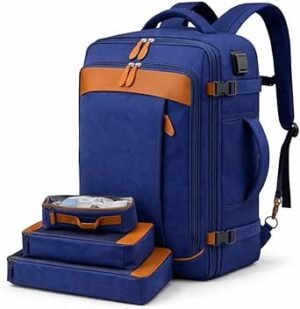 Mochila de Viagem Expansível 40L Impermeável com 3 Organizadores, Impermeável, Porta USB, para Notebook, Trabalho e Escola, Masculina, Feminina, Viagem Avião