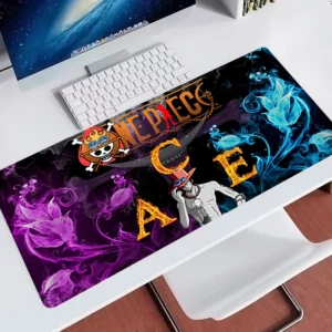 Mouse Pad Gamer Popular para Teclado e Mesa, Mouse Mat de Anime One Piece Ace, Acessórios para Jogos de Laptop, Mousepads Grandes para Jogadores de E-sports