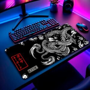 Mouse Pad Gamer Traxen  32x27cm / 60x30cm / 70x35cm  Estampas Dragao Chines + Porta Copo