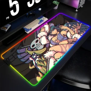 Mouse Pad com retroiluminação RGB, peça única, Robin Gamer, grande, LED, para computador, PC, kawaii, acessórios para jogos, tapete para teclado, tapete de mesa
