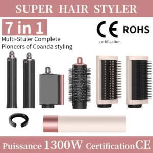 Novo 2026 Modelador de Cabelo Multifuncional 7 em 1: Modelador de Cachos, Escova de Ar Quente, Secador de Cabelo e Modelador de Cabelo Cacheado Profissional para Salão