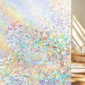 Película de Privacidade para Janela, Adesivo Decorativo para Janela, Película 3D Estática para Vidro Estampado para Controle de Calor em Casa, Removível, Reutilizável, Anti-UV, Anti-Reflexo, 30 x 100