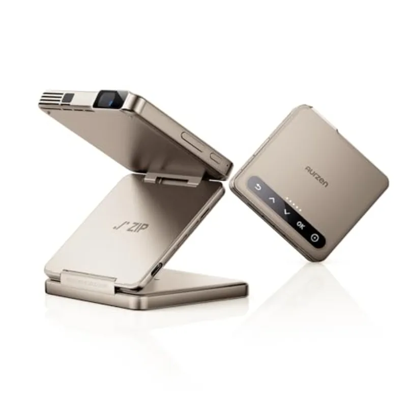 Projetor Portátil Yinzam ZIP Gold Tri-Fold DLP Mini Projetor de Bolso Espelhamento de Tela com Um Clique Carregamento Rápido Tipo-C 5000mAh