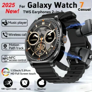 Relógio Inteligente TWS 2 em 1 com Fones de Ouvido, Relógio Esportivo com Headset Bluetooth, Monitor de Saúde para Homens, Smartwatch NFC para Mulheres com Fones de Ouvido