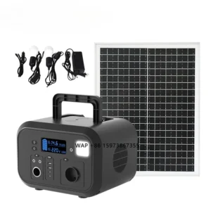 Sistema portátil de geração de energia solar de alta qualidade e economia de energia com bateria de lítio, modo de carregamento ajustável.