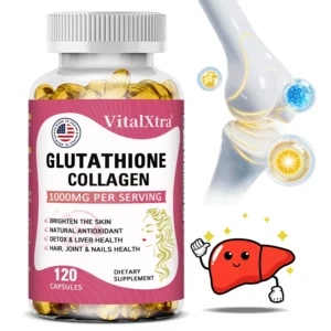 Suplemento de Glutationa - Contiene Colágeno, Antioxidantes Naturais, Desintoxicação e Saúde do Fígado, Apoia Cabelo Saudável, Articulações e Unhas