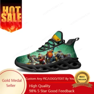Tênis Deep Rock Galactic Flats Cartoon Game para homens e mulheres, tênis esportivos para corrida, feitos sob medida, com cadarço