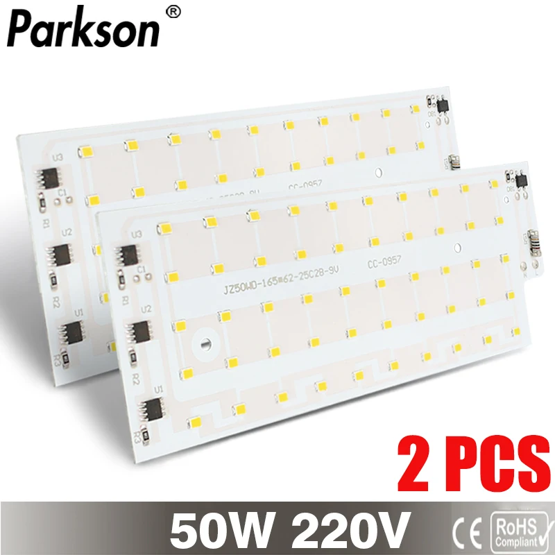 2 pçs/lote 50w contas de lâmpada led smd 2835 chip led inteligente ic holofote 220v 240v ao ar livre diy lâmpada led luz de inundação iluminação