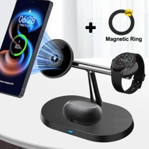 3-em-1 carregador magnético sem fio doca de carga do telefone para samsung s25 s24 s23 galaxy watch 7 6 5 4 3 2 buds2/3/3 pro carregamento rápido