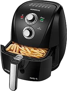 MONDIAL Fritadeira Sem Óleo Air Fryer 4L, Preto/Prata, 1500W, 110V - AFN-40-BFS