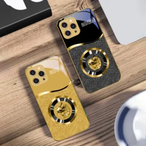Capa de celular de vidro temperado dourado Crystal Purple para iPhone 16 16Pro Max 15 Pro 14 13 Plus 12 Mini 11Pro Max XS Max XR