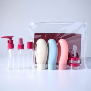 Conjunto Portátil de Viagem P/Cosméticos e Higiene–Frascos Potes e Bolsa Organizadora ATP26-3