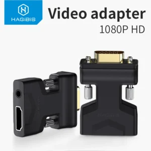Hagibis hdmi-adaptador compatível com vga com porta de áudio conversor de vídeo fêmea 3.5mm para ps4 portátil pc tv box monitor projetor